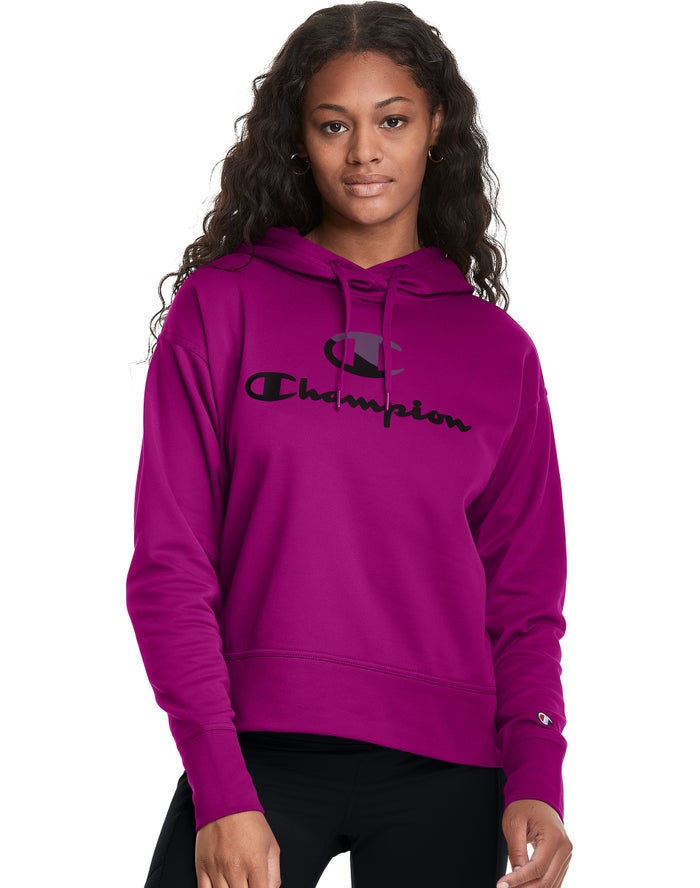 Champion Womens Hoodie NZ - Game Day Split Logo Pink ( 0349-ZBVCE )